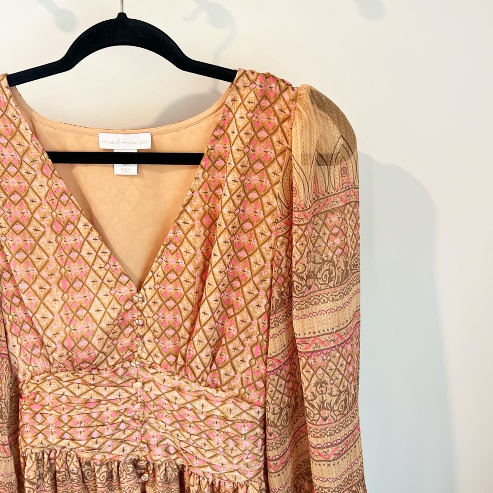 House of Harlow 1960 Shona Joy Metallic Smocked Dress